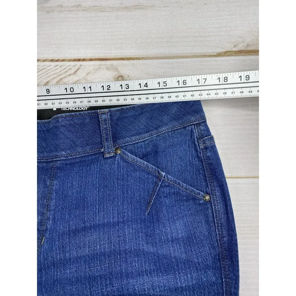 Lane Bryant Flare Jeans Sz 14 Tall High Rise Tighter Tummy Technology Dark Blue